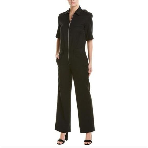 ZADIG & VOLTAIRE City Agrafes Zip Front Jumpsuit Wool Black Sz 38 / M {GG12} - Picture 2 of 11